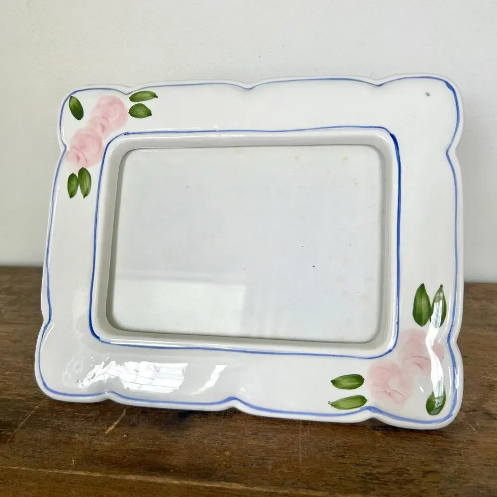 Vintage Floral Ceramic 4x6 Picture Frame | Cottagecore Farmhouse Prairiecore